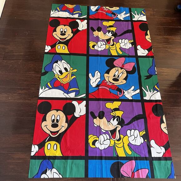 VTG Disney Mickey Mouse Curtain Made In USA 80” X 63” New No Packaging Colorful - Picture 1 of 11